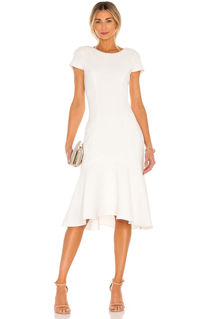 Amanda Uprichard Evalina White Short Sleeve Midi Dress Women's Size XS